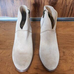 Vince Camuto Franell Suede Ankle Boots – Tan – Size 5.5 – Block Heel